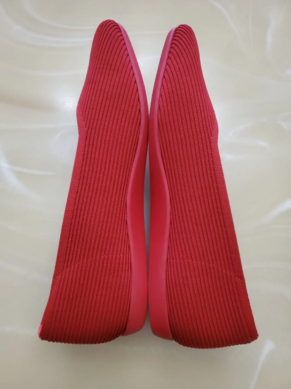 VIVAIA Margot Walker Lightweight Square-Toe V-Cut Slip On Flats in Ruby Red 10.5